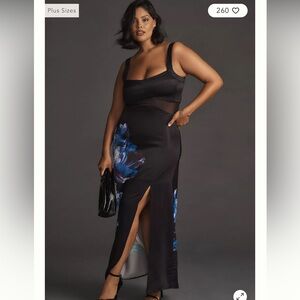 By Anthropologie Sleeveless Floral Slim Maxi Dress